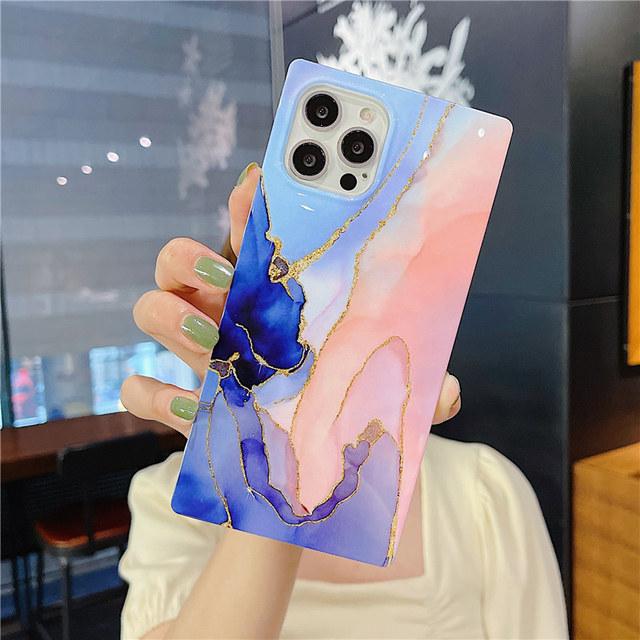 Gradient Marble Texture Phone Case For Iphone 12 11 13 Pro Max Xr Xs Max X 7 8 Plus 12 Pro 11 Shockproof Hard Bumper Back Cover