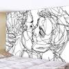 Kreatives Linienzeichnung Wandbehang Boho Dekor Hippie Kuss Psychedelisch Abstrakt