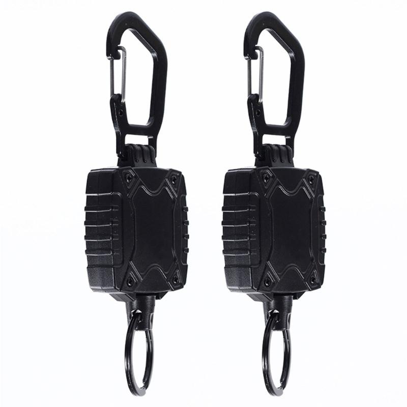 Retractable Keychain Heavy Duty Badge Holder Reel with Belt Clip 23'' Steel Wire Cord Heavy Duty Carabiner Key Holder