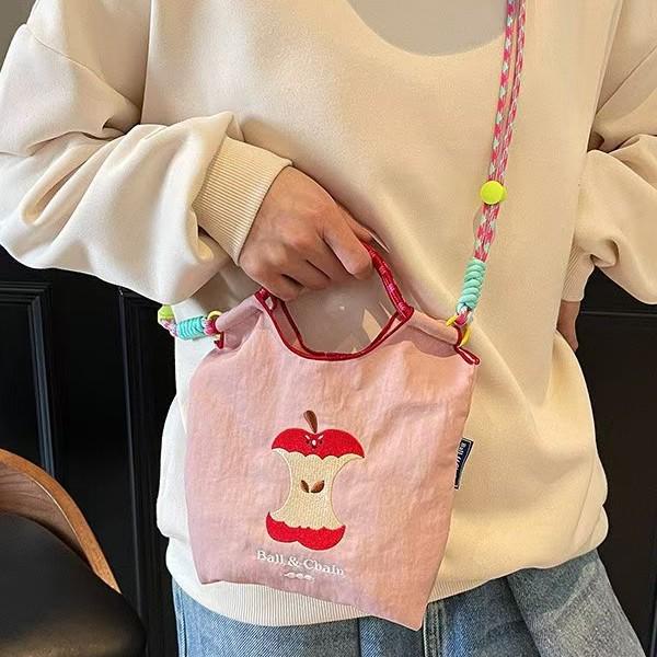 Apfelstickerei Handtasche im japanischen Stil - Damen Einzelschultertasche 2025