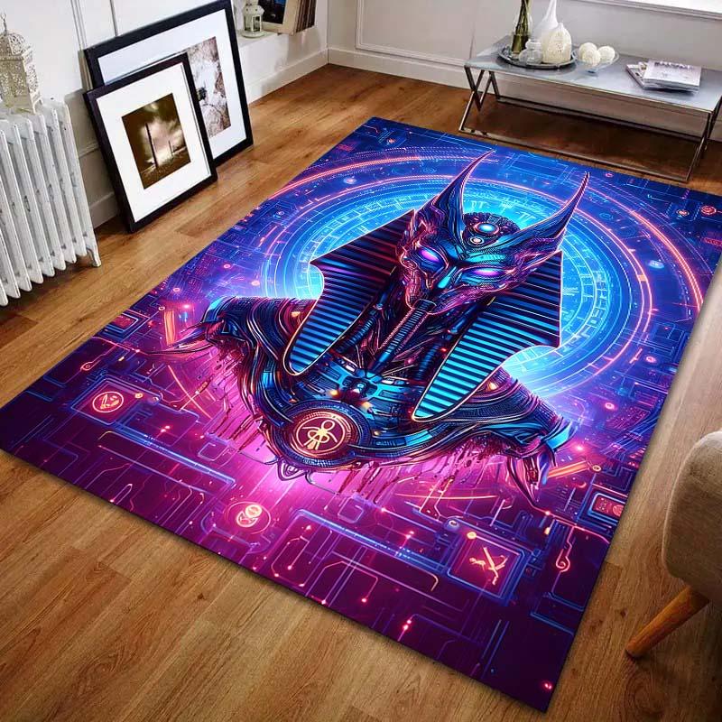 Multiple sizes Futuristic Egyptian-style deity Carpet for Living Room Bedroom Sofa Home Decor Rus Non-slip Floor Mat