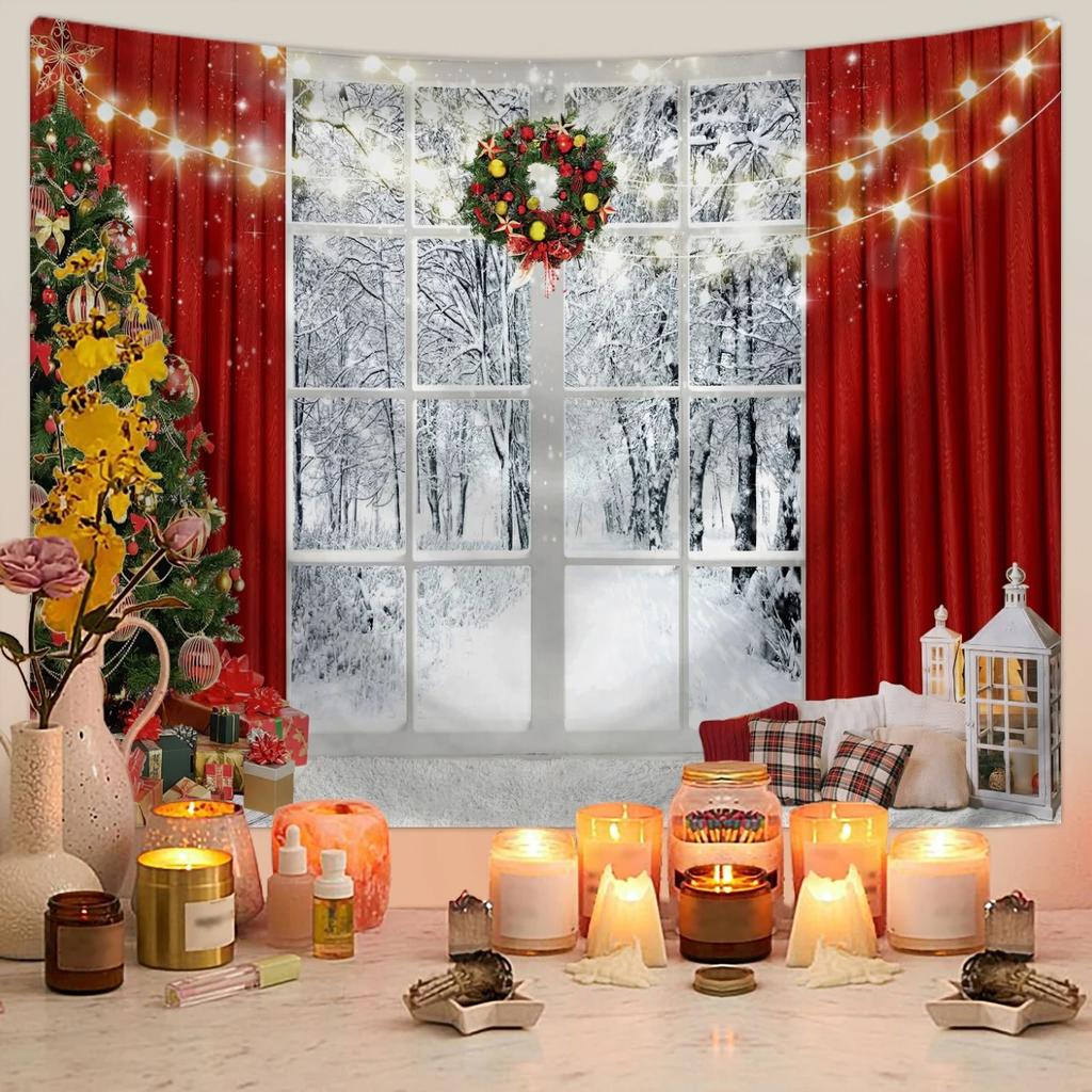 Christmas Decoration Tapestry Christmas Tree Snow Photography Backdrop Warm Bedroom Living Room Dorm Decoration