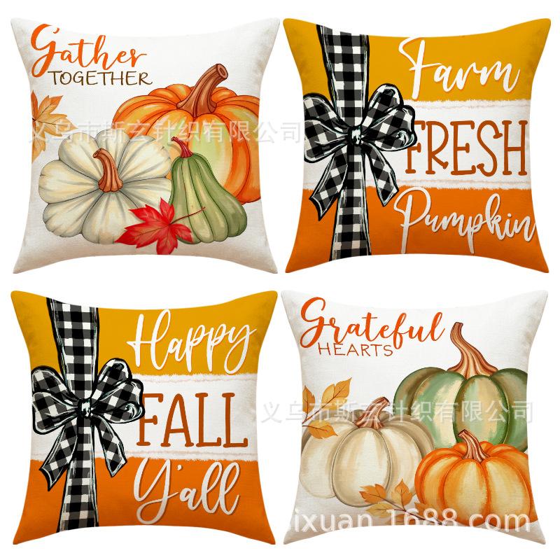 New Thanksgiving Pumpkin Pillow Case Nordic Home Decor Linen Printed Cushion Living Room Sofa Pillow