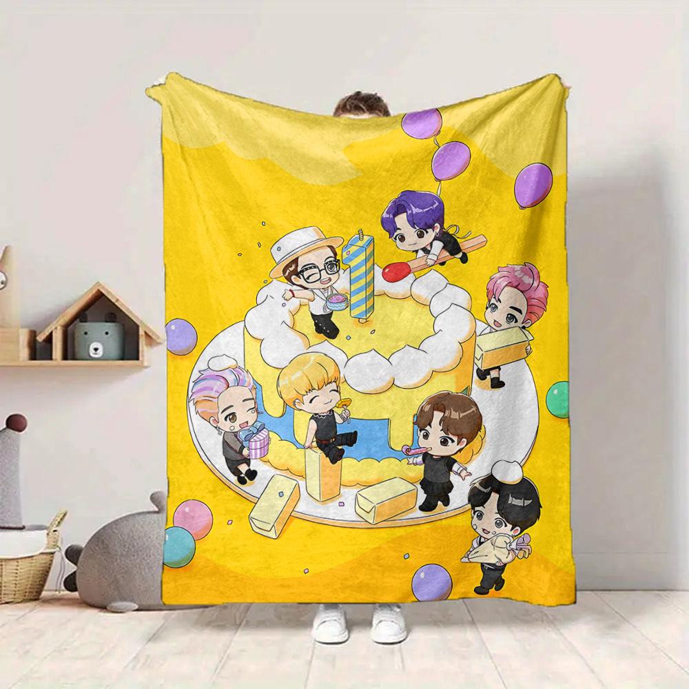 1pc , K Pop Flannel Blanket [Cozy Throw Blanket] For Sofa, Bed, Travel, Camping, Livingroom, Office, Couch, Chair, And Bed