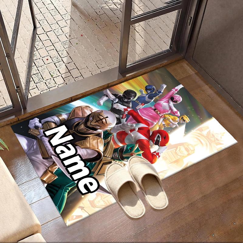 Custom Name Personalized Mighty Morphin Power Rangers Print Carpet, Versatile Home Decor Rug, for Playroom, Apartment, Balcony, Entryway, Hallway Gift
