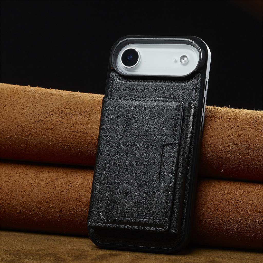 LC.IMEEKE L5 For iPhone 17 Air Magnetic Phone Case Leather Back Cover with Detachable Card Holder