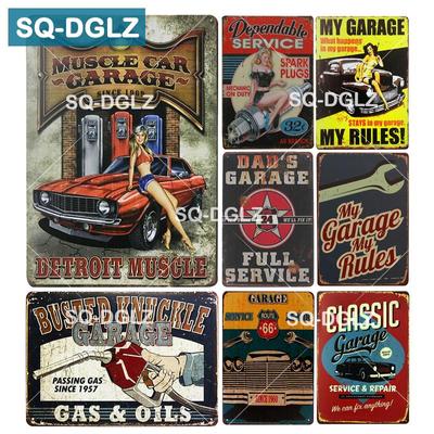 [SQ-DGLZ] Hot MUSCLE CAR GARAGE Cartello in metallo Negozio Decorazione da parete Cartello in latta Cartelli in metallo vintage Decorazione per la casa Dipinti Targhe Poster artistici