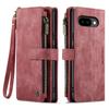 For Google Pixel 9a Phone Cases with Strap CASEME C30 Zipper Multiple Card Holder PU Leather Cover