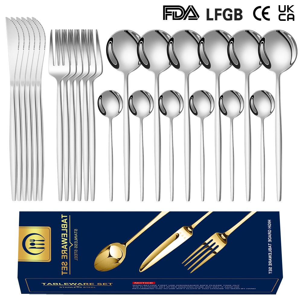 2024 Portuguese 24/30-Piece Stainless Steel Steak Cutlery Set: Knife, Fork, Spoon