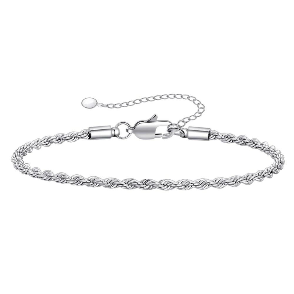 Simple Stainless Steel Twist Chain Bracelet Men Hip Hop Spring Buckle Figaro Chain Bracelet Jewelry Trend Accessories 16.5cm