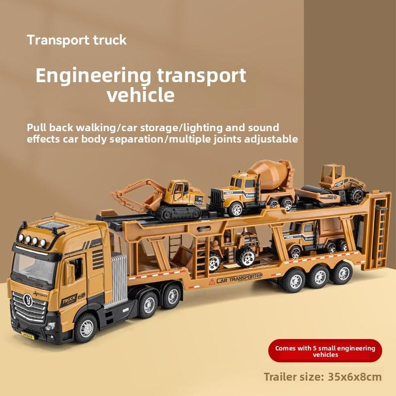 Engineering Transport Truck Model With Light Sound And Open Doors For Kids Play
