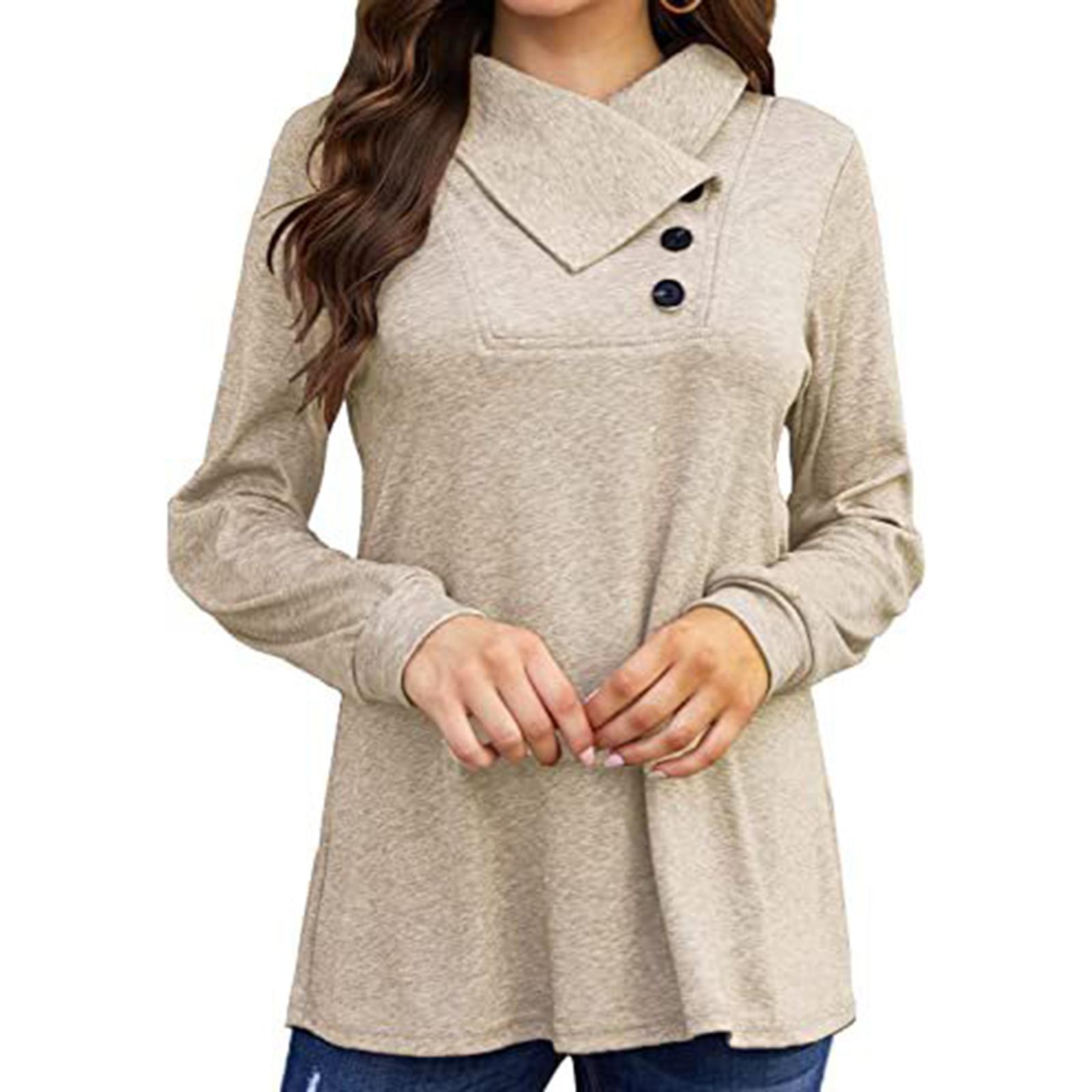 

Женская однотонная футболка с длинным рукавом на пуговицах, свободный пуловер M хаки