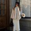 Short Faux Fur Coat Women Warm Winter Top Influencer Style Stand Collar Regular Sleeves