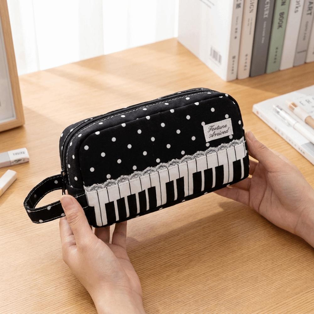 Met Handvat Stippen Etui Grote Capaciteit Pennen Etui Kawaii Piano Potlood Etui Schooltas