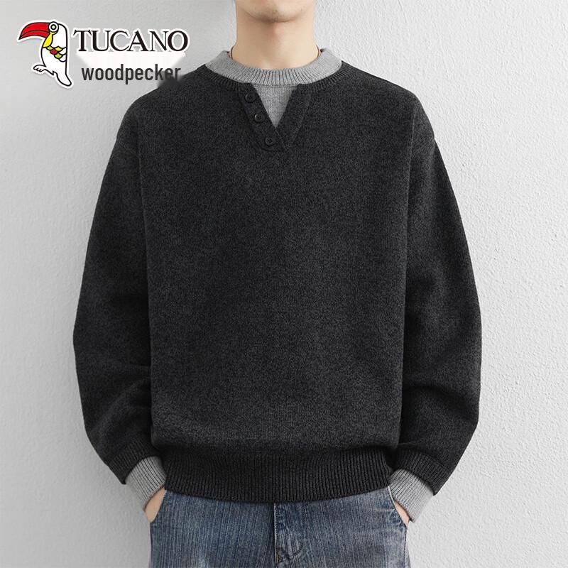 TUCANO Men s Fake Two-Piece Round Neck Knit Sweater M