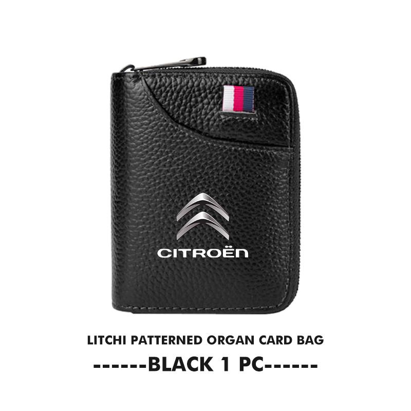 

Card Holder Leather Portable Wallet Anti-Theft Lychee Wallet For Citroen C5 C1 C2 C6 C4L DS3 DS4 DS5 C-Elysee Grand Berlingo