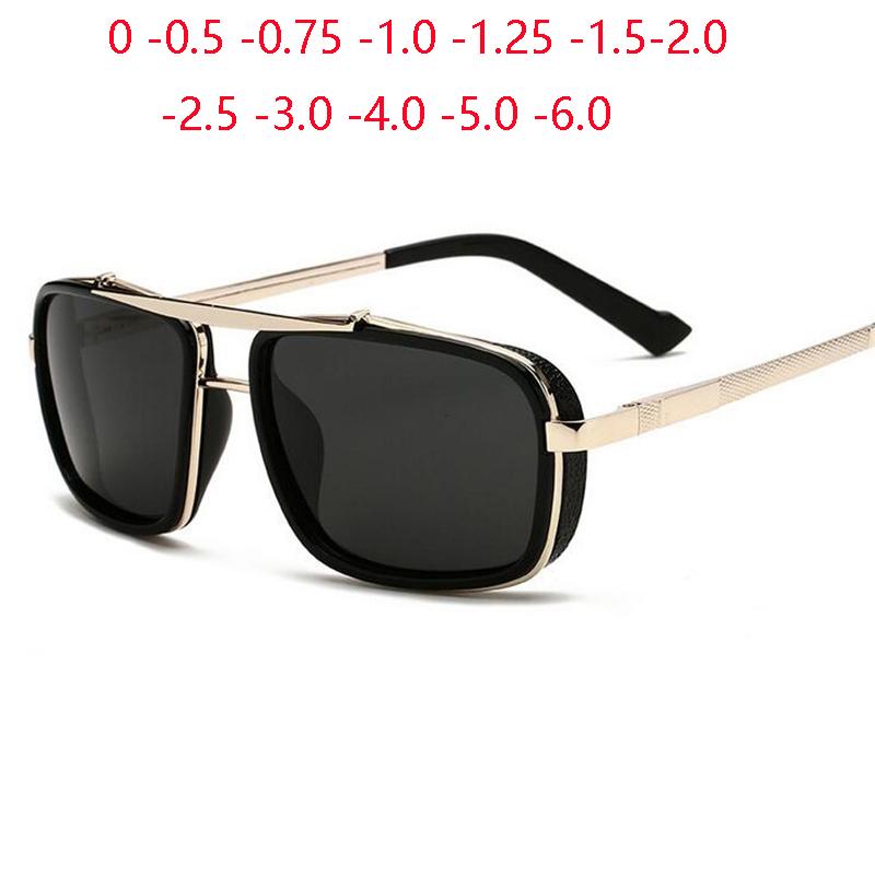 0 -0,5 -0,75 -1,0 Až do -6,0 Šedá/Čajová čočka Dioptrické sluneční brýle Pánské Čočka na krátkozrakost Čtvercové Parní punkové sluneční brýle Pro muže