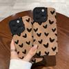 16 Pro Max Black Love Heart Silicone Leather Case For iPhone 13 14 15 11 12 Mini X XS XR SE 7 8 Plus Shockproof Matte Cover