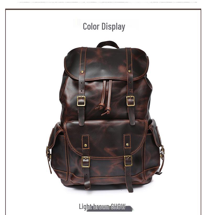 Men's Vintage Leather Backpack for Business and Travel