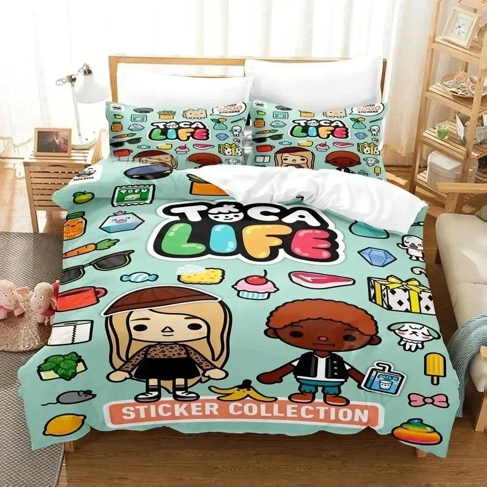 3D Anime Game Toca Bocas Bedding Set King Twin Double Child Bedding Set Microfiber Or Polyester Duvet Cover Set Home Textiles