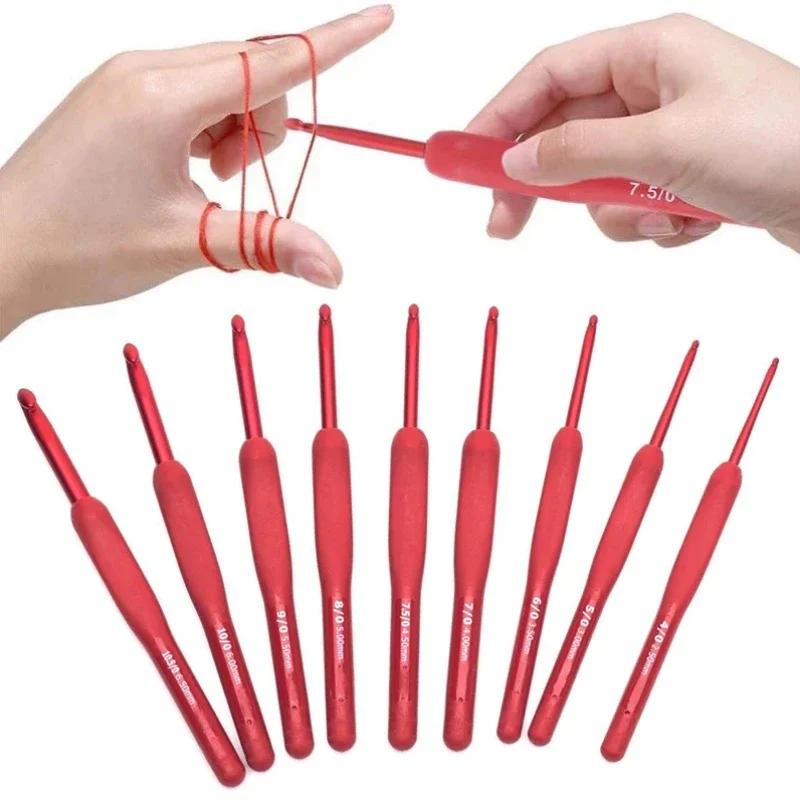 Metal Aluminum TPR Crochet Hooks Knitting Kit with Soft Handle for DIY Crafts