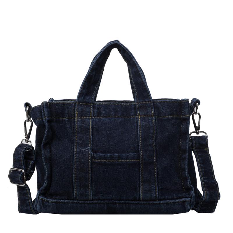 Retro Street Trend Canvas Crossbody Bag - Large Capacity Denim Shoulder Bag for College Students and Shopping