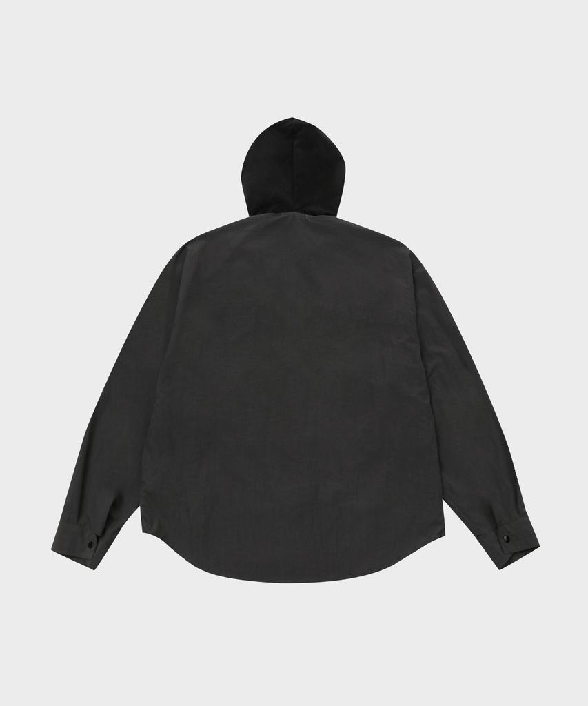 SLOW RECORD HOUSE Nylon Hoodie_Charcoal