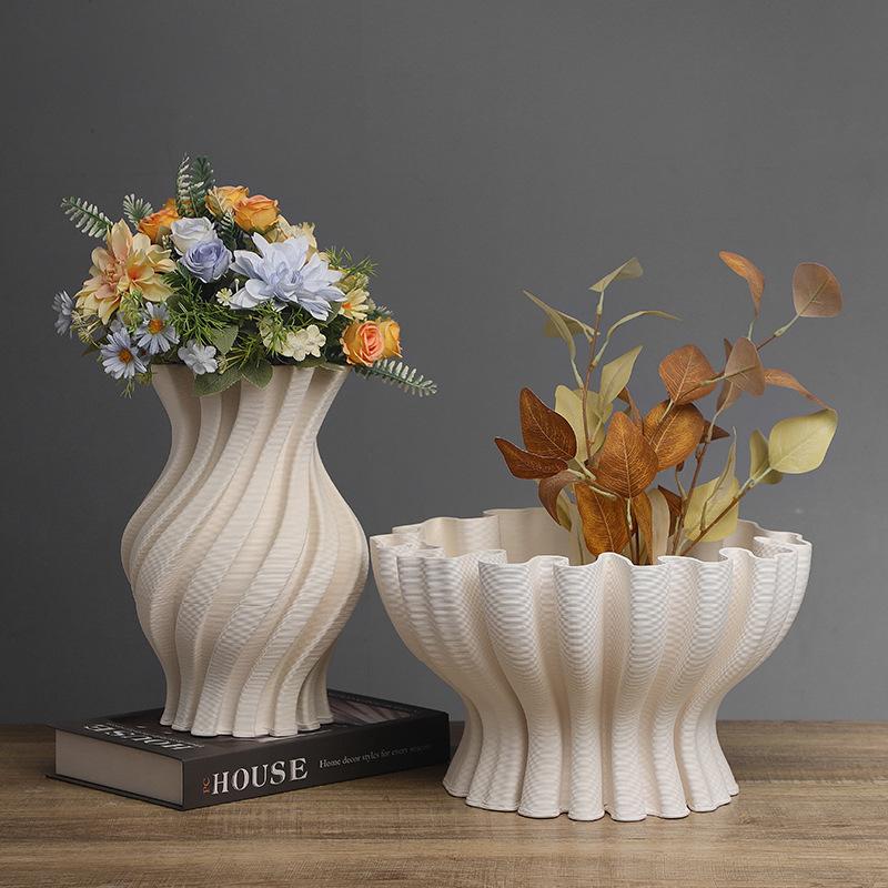 Ceramic Handicrafts Three-dimensional Pleats Petals Flower Vase Flower Arrangement Accessories Flowerpot Home Decoration
