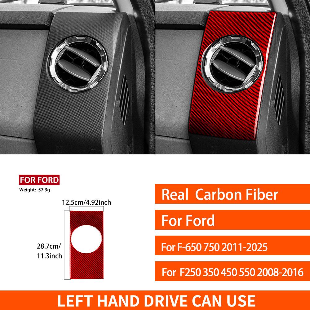 For Ford F-250 350 450 550 F-650 750 2011-2016 Real Carbon Fiber Stickers Co-pilot air vent panel Car Accessories decorative