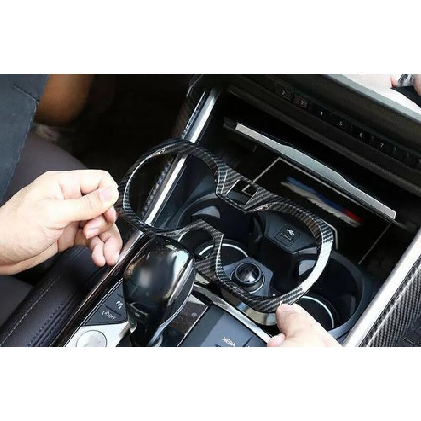 For BMW 3 Series G20 - Carbon Fiber Central Console Water Cup Cover Trim
