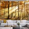 Autumn Forest Landscape Tapestry Red Maple Leaves Wall Hanging Bedroom Living Room Home Decoration