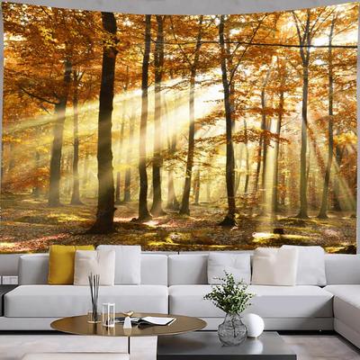 Autumn Forest Landscape Tapestry Red Maple Leaves Wall Hanging Bedroom Living Room Home Decoration