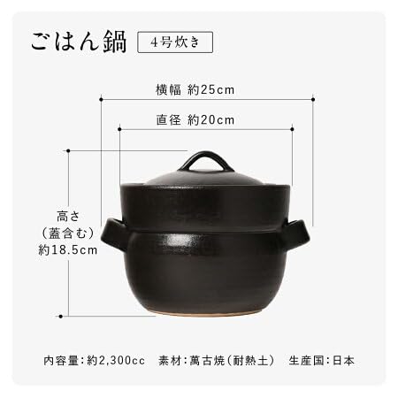 Enkiya Banko Ware Rice Cooker, Microwave and Direct Heat Safe, 4-Go (16 Cups) by Eishintoen