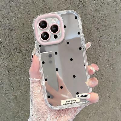 Fresh Ins Polka Dots Pattern Mirror Phone Case For iPhone 17 Air 16 Pro Max 17 15 14 13 12 11 7 8 Plus XS Protection Back Cover