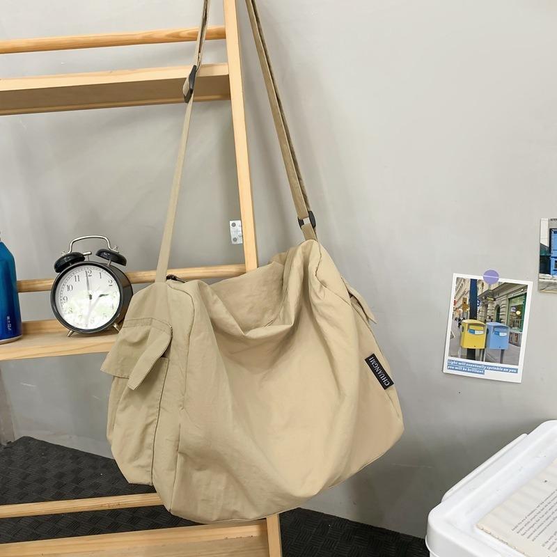 

Women s bag large-capacity new summer versatile shoulder messenger cloth bag, college student class tote bag хаки