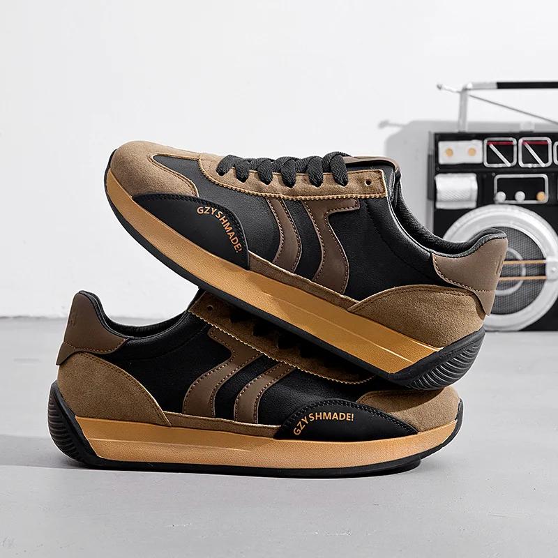 Platformowe Sneakersy Casualowe dla Mężczyzn Miękka Podeszwa Buty do Biegania Moda Casual Skóra PU Oddychające Zwiększające Wysokość Grube Buty na Deskę