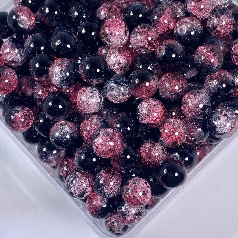 Black Series 10mm Ice-Cracked Glass Beads for DIY Jewelry Crafting