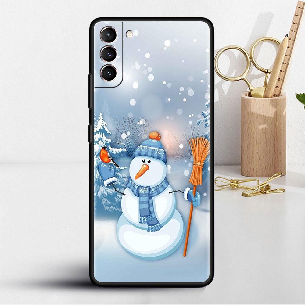 Cartoon Snowman Christmas Soft Case For Samsung Galaxy S22 S20 FE S21 S10 S9 Plus S8 Note 20 Ultra 10 Lite Phone Cover Shell