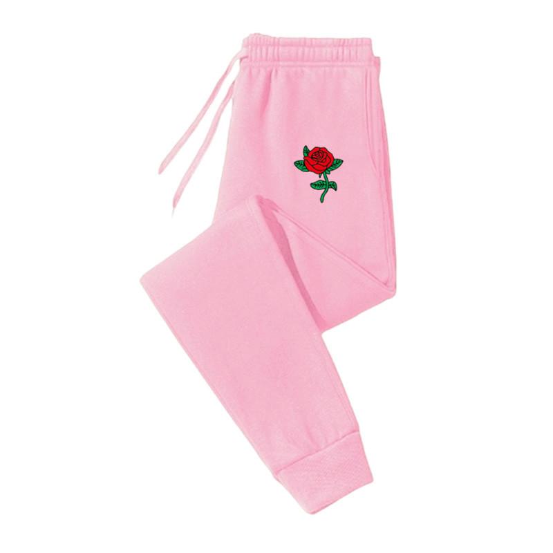 

Женские брюки, модные весенне-осенние уличные брюки с принтом роз, эстетические спортивные штаны для женщин 3XL