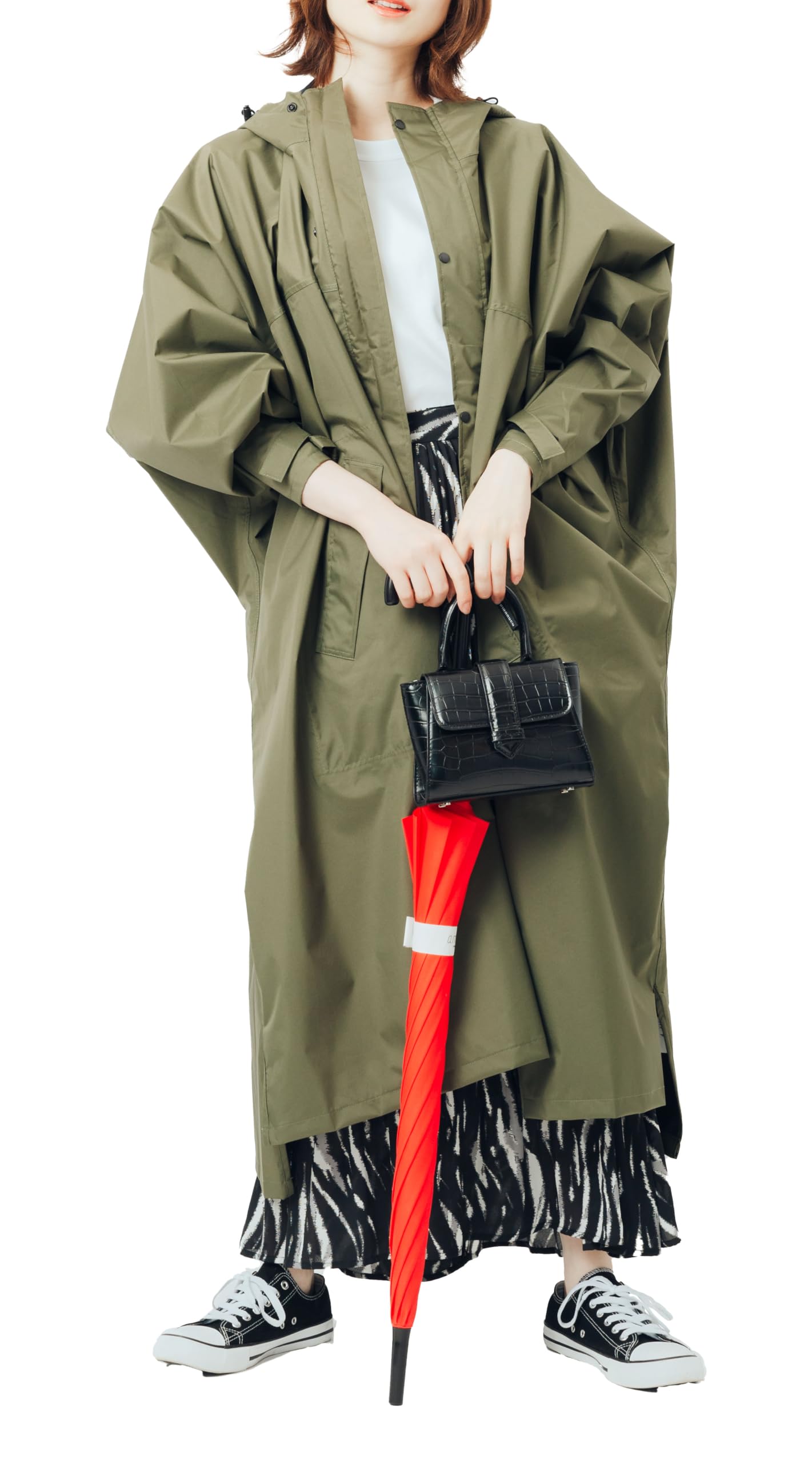 

Rain Poncho Cycle Mode High Poncho Water Repellent Waterproof Olive Free Size [Pirarucu] оливковий