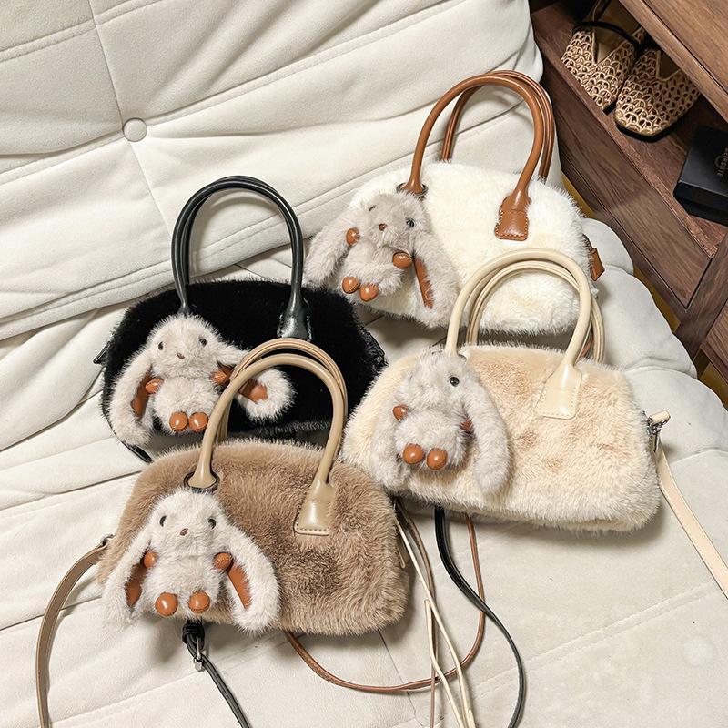 Fashiable Plush Crossbody Bag for Daily Commuting Versatile Single Shoulder Bag Korean Versi Cute Handle Bag