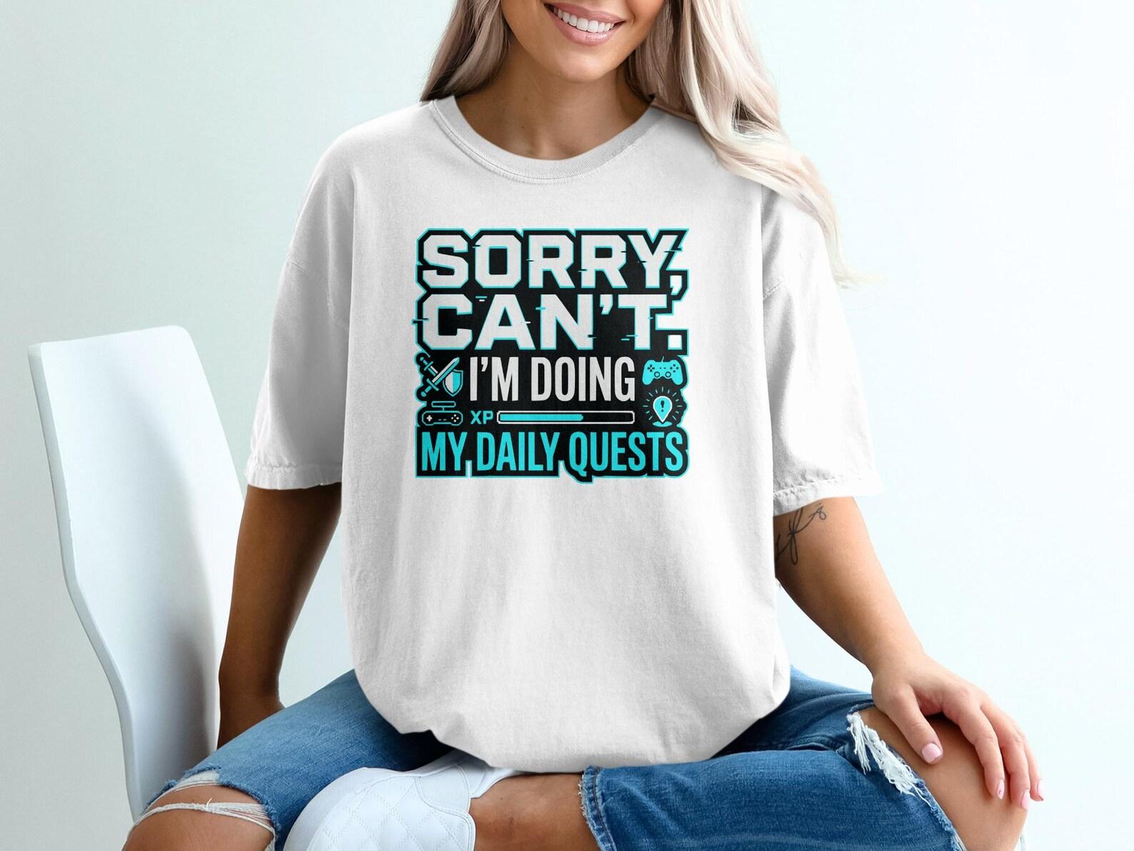 Gamer T-Shirt Daily Quests Tee Funny Gaming Shirt RPG Lover Gift Video Game Apparel XP Bar Quest Marker Console Player TShirt M