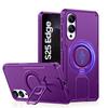 For Samsung Galaxy S25 Edge With 360° Spin Stand,Military Grade Protection,Fit for Magsafe,Shockproof Case With Kickstand-Purple