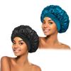 Women's Satin Solid Bonnets Wide-brimmed Night Sleeping Bathing Hat Unisex Head Wrap Elastic Band Cap Hair Care Bonnet