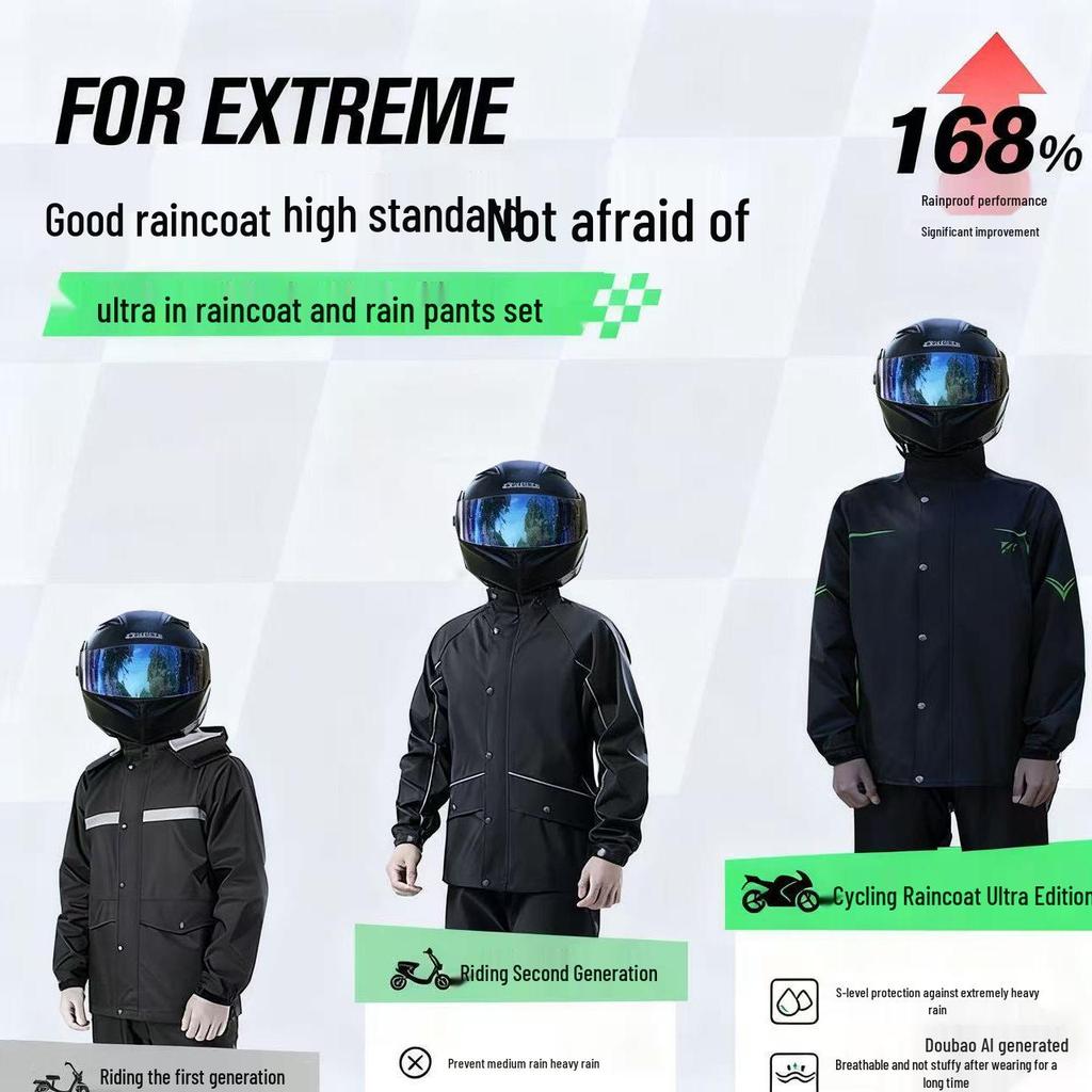 Men's Motorcycle Rain Suit - Heavy-Duty, Split-Type Full Body Outerwear for Riders