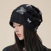 Thickened Butterfly Print Beanies Holes Plush Pullover Hat Fashion Fleece Beanies  Keep Warm
