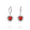 Vintage Red Gemstone Heart Dangle Earrings Gold Plated Baroque Style Pearl Crystal Earrings For Women French Jewelry