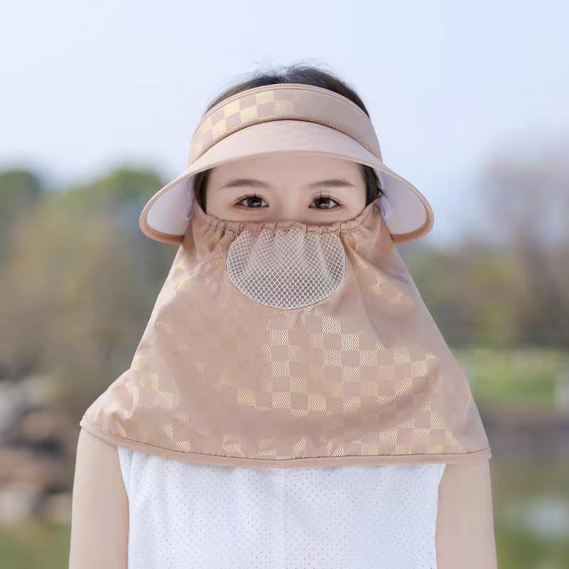 Straw Empty Top Sun Hat Women's Summer Eaves UV Protection Cycling Face Cover Foldable Sun Hat UV Sun Protection Hat