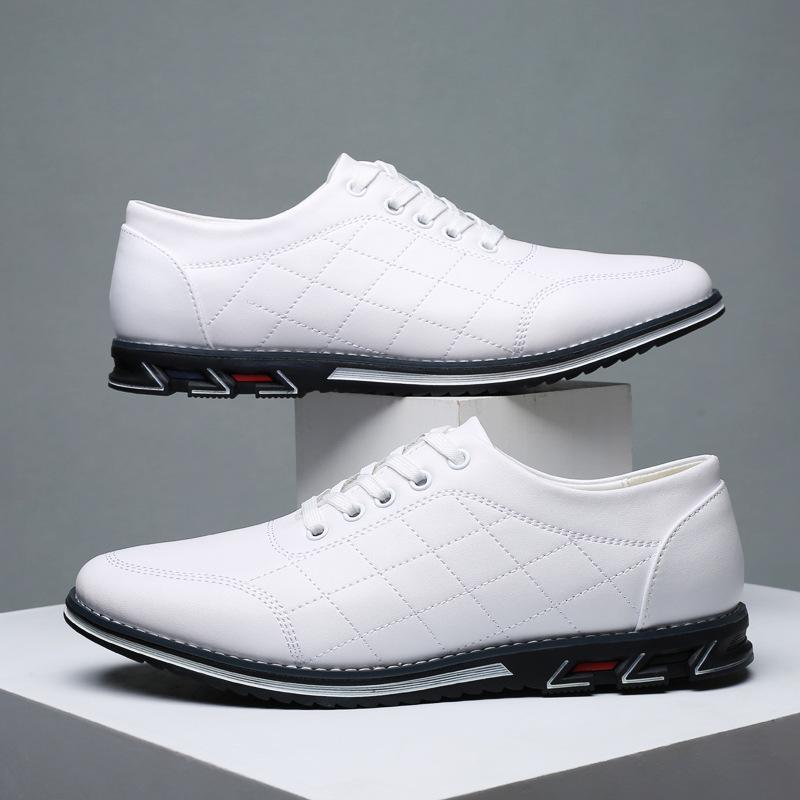 Fashion Big Size Solid Color Cow Leather Shoes for Men Spring Autumn Fashion New Designer Lace Business Casual Shoes Man
