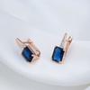 Shiny Square Blue Natural Zircon English Earrings For Women  Rose Gold Mixed  Luxury Wedding Party Daily Jewelry